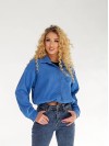 Жіноча вельветова сорочка на резинці синього кольору 34229
