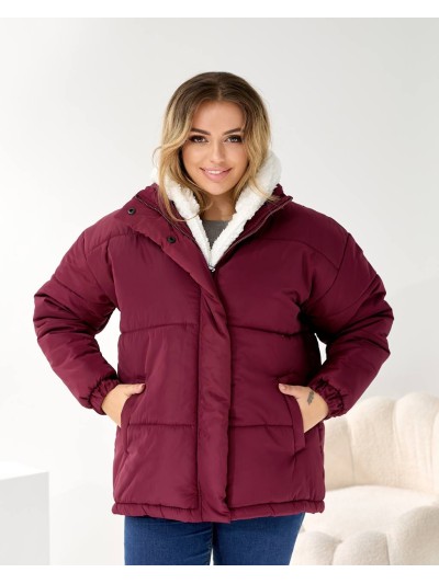 Жіноча зимова куртка бордового кольору 36062