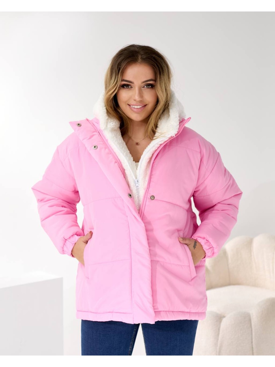 Жіноча зимова куртка рожевого кольору 36057