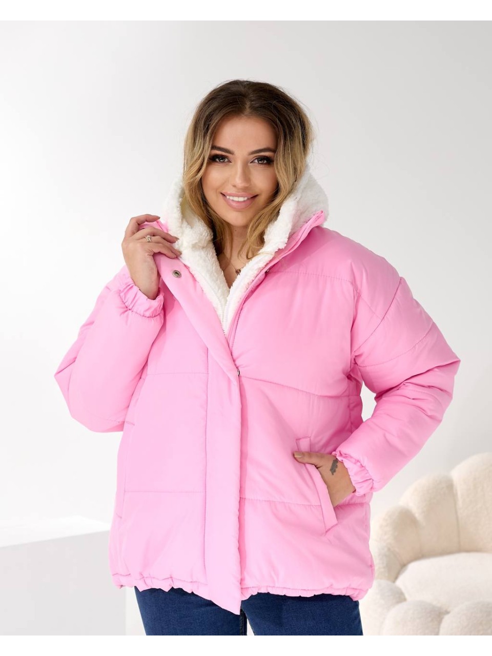 Жіноча зимова куртка рожевого кольору 36057