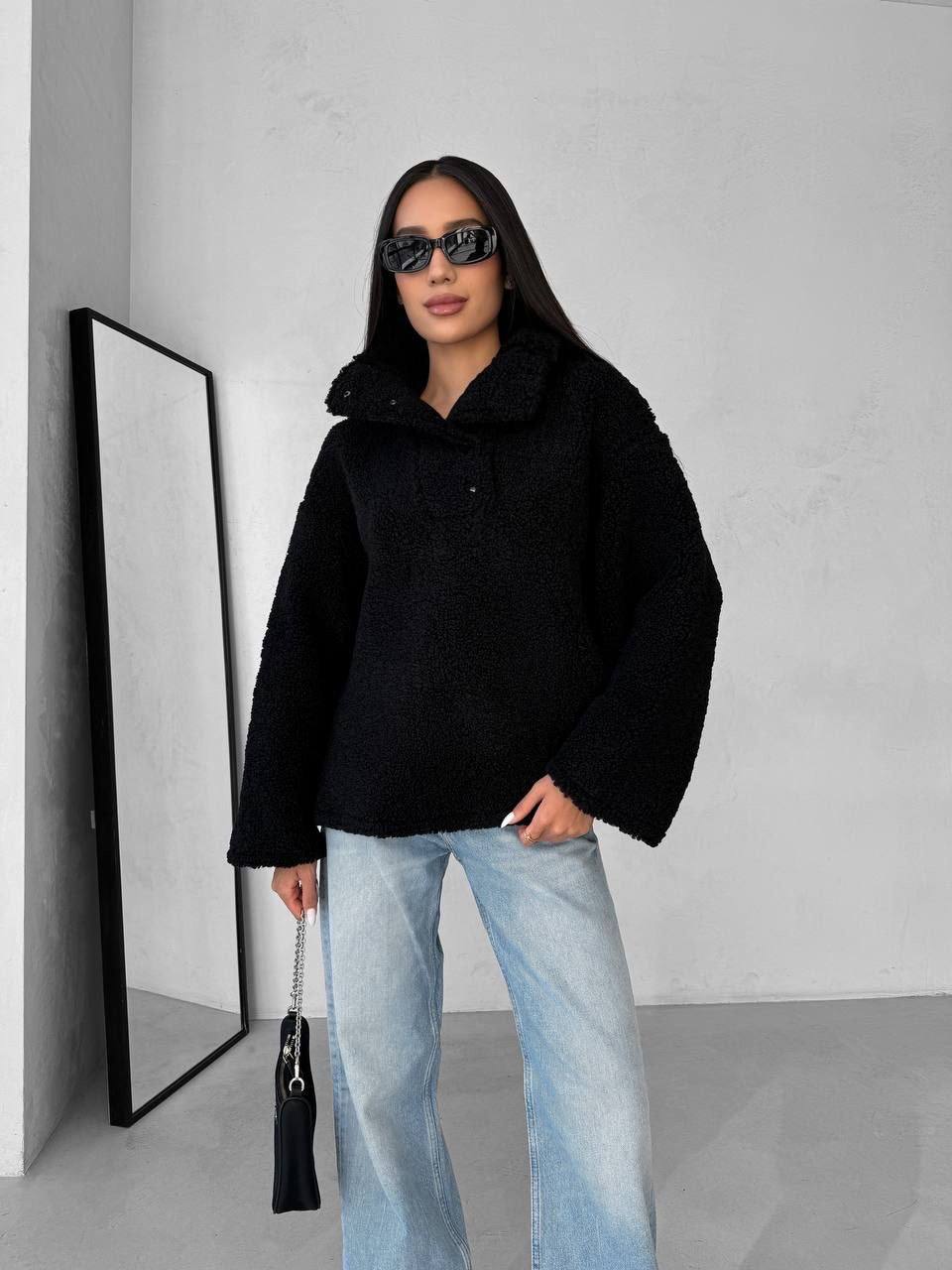 Жіноче худі букле чорного кольору 34527