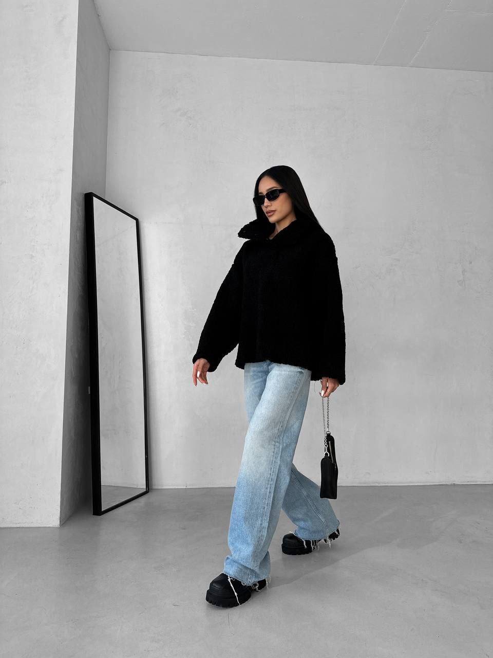 Жіноче худі букле чорного кольору 34527