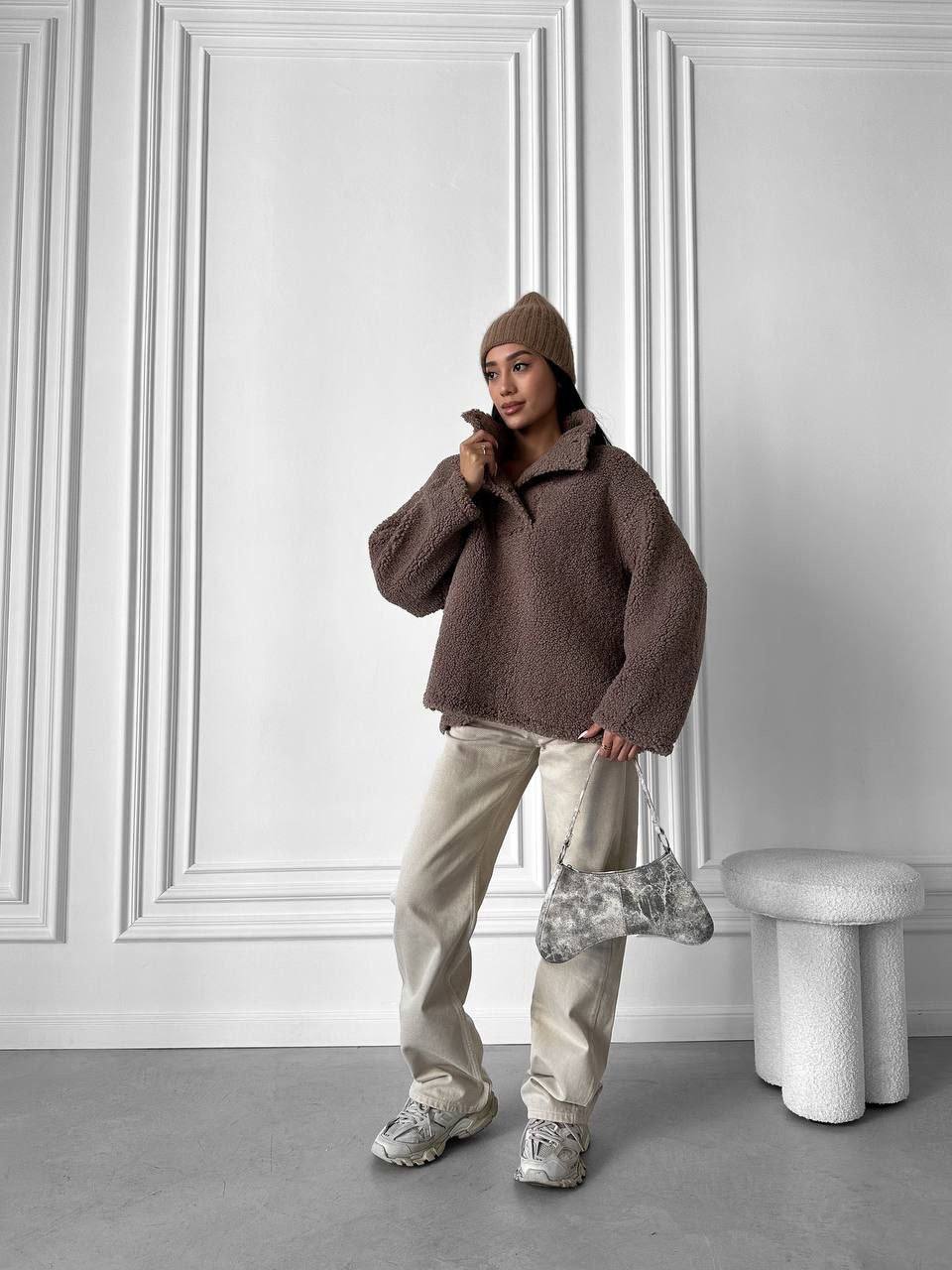 Жіноче худі букле коричневого кольору 34528