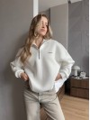 Жіноче худі вільного крою молочного кольору 35138