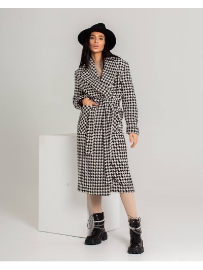 Жіноче легке кашемірове пальто чорно-бiлого кольору 34474