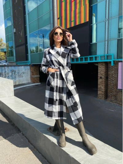 Жіноче легке кашемірове пальто графiтового кольору 34473