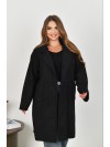 Жіноче пальто баранець на фліс чорного кольору 34955