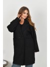 Жіноче пальто баранець на фліс чорного кольору 34955