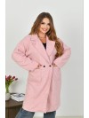 Жіноче пальто баранець на фліс рожевого кольору 34957