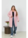 Жіноче пальто баранець на фліс рожевого кольору 34957
