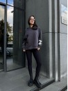 Женское спортивное худи на флисе графитового цвета 35498