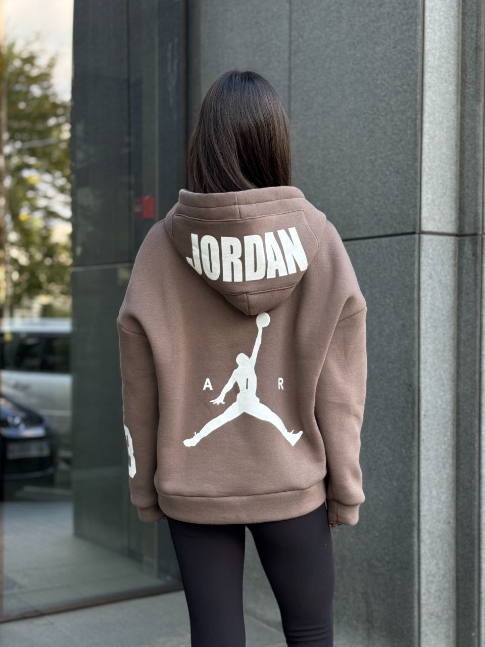 Жіноче спортивне худі на флiсi кавовго кольору 35503