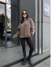 Жіноче спортивне худі на флiсi кавовго кольору 35503