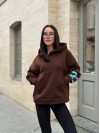 Женское спортивное худи на флисе коричневого цвета 35500