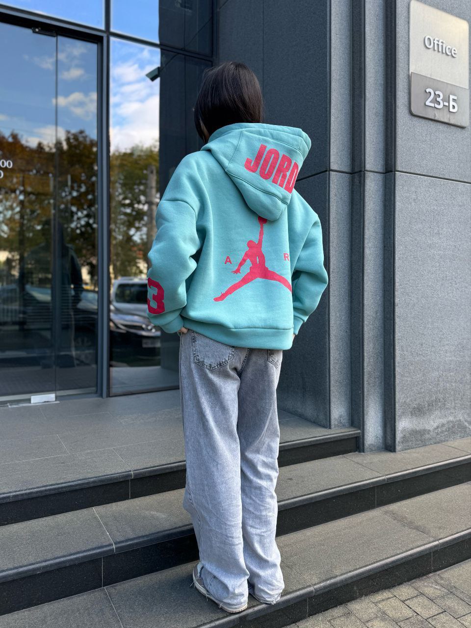 Женское спортивное худи на флисе мятного цвета 35504