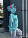 Женское спортивное худи на флисе мятного цвета 35504