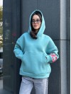 Женское спортивное худи на флисе мятного цвета 35504
