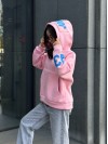 Женское спортивное худи на флисе розового цвета 35501