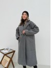 Жіноче тепле пальто з букле сiрого кольору 35209