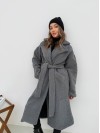 Жіноче тепле пальто з букле сiрого кольору 35209