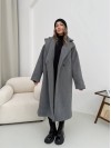 Жіноче тепле пальто з букле сiрого кольору 35209