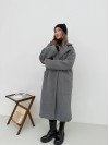 Жіноче тепле пальто з букле сiрого кольору 35209