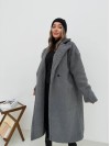 Жіноче тепле пальто з букле сiрого кольору 35209