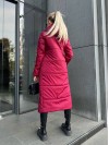 Жіноче зимове пальто-пуховик бордового кольору 35213