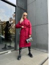 Жіноче зимове пальто-пуховик бордового кольору 35213