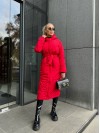 Жіноче зимове пальто-пуховик червоного кольору 35215