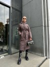 Жіноче зимове пальто-пуховик коричневого кольору 35216