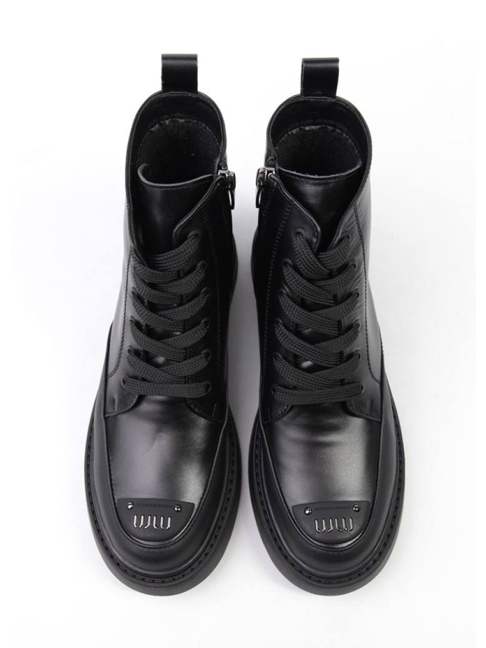 Жіночі черевики з натуральної шкіри чорного кольору 34738