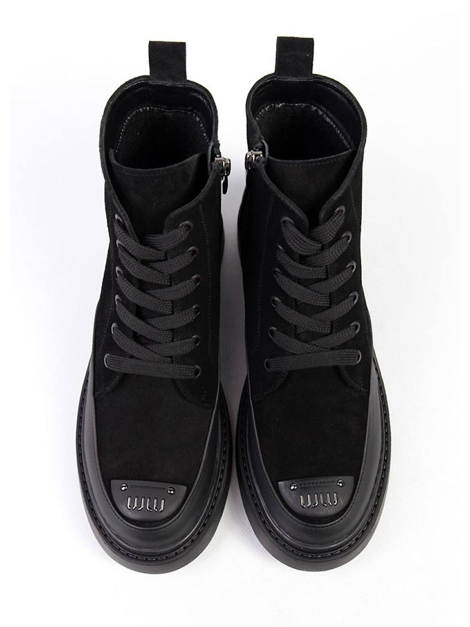 Жіночі черевики з натуральної замші чорного кольору 34739