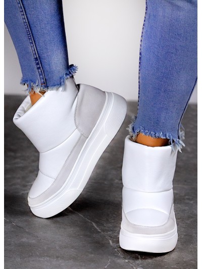 Жіночі уггі з натуральної шкіри (цигейка) білого кольору 35400