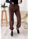 Жiночi флiсовi штани вiльного крою коричневого кольору 34990