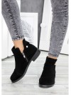 Женские замшевые короткие ботинки на байке черного цвета 34915