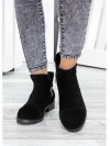 Женские замшевые короткие ботинки на байке черного цвета 34915