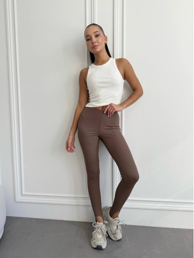 Жіночі легінси зі штрипками кавового кольору 34885