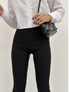 Жіночі лосини кльош на флiсi чорного кольору 35376