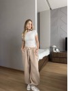 Жiночi широкi штани на флiсi бежевого кольору 35710