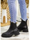 Жіночі шкіряні черевики (хутро) чорного кольору 34805