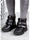 Женские кожаные ботинки на липучке (байка) черного цвета 35049