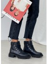 Жіночі шкіряні черевики (байка) чорного кольору 35048