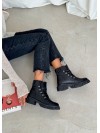 Жіночі шкіряні черевики (байка) чорного кольору 35048