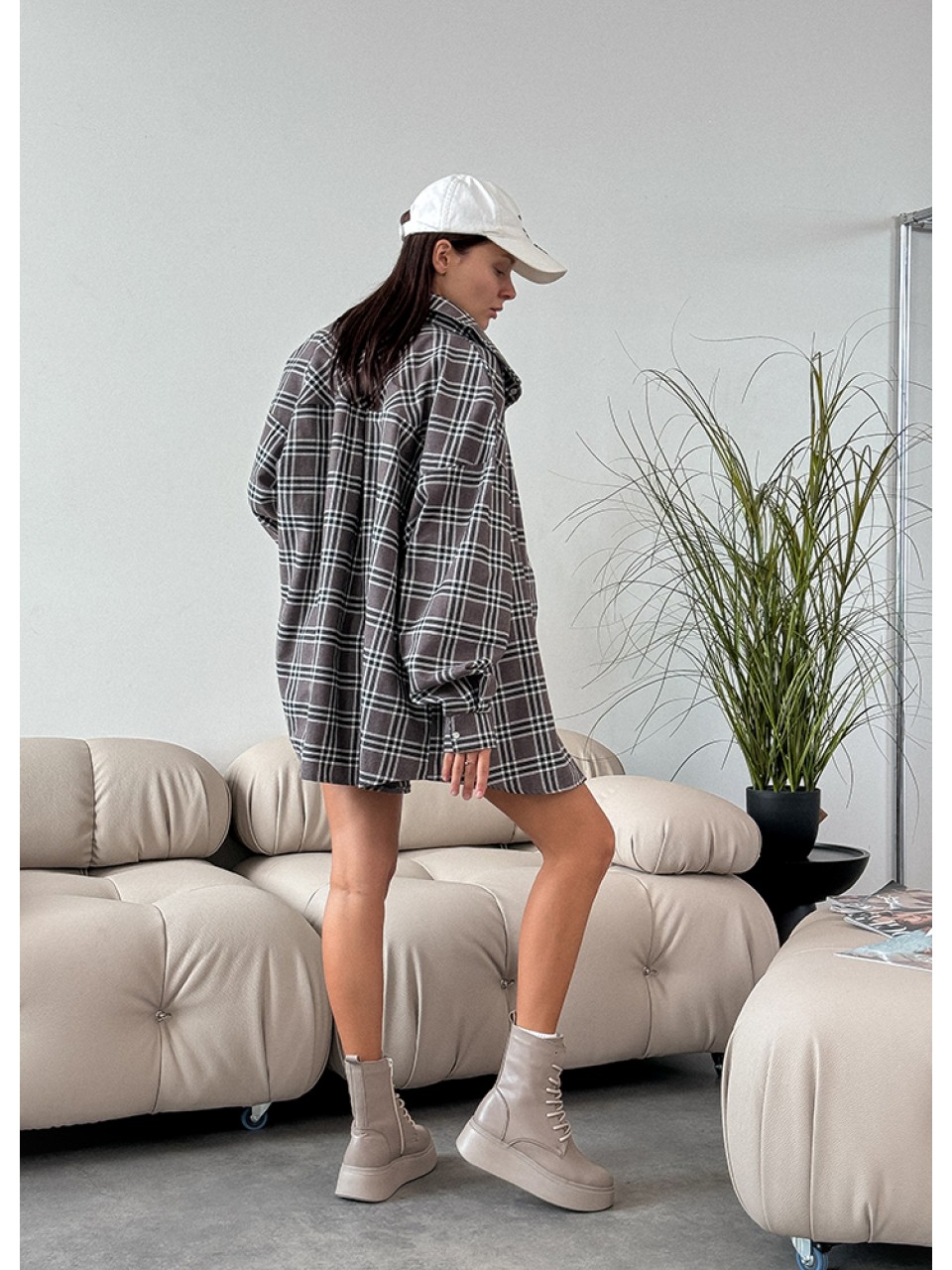 Жіночі шкіряні черевики на платформі (Хутро) кавового кольору 35186