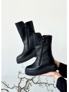 Жіночі шкіряні черевики на платформі (Байка) чорного кольору 35184
