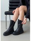 Жіночі шкіряні черевики на платформі (Байка) чорного кольору 35184