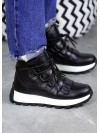 Жіночі шкіряні черевики Спорт на шнурівці (байка) чорного кольору 34983