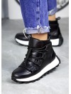 Жіночі шкіряні черевики Спорт на шнурівці (байка) чорного кольору 34983