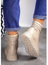 Жіночі шкіряні черевики (хутро) на шнурівці кавового кольору 35251